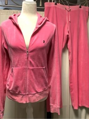 Juicy Couture 90s Velour Zip Hoodie Pants 38 x 32